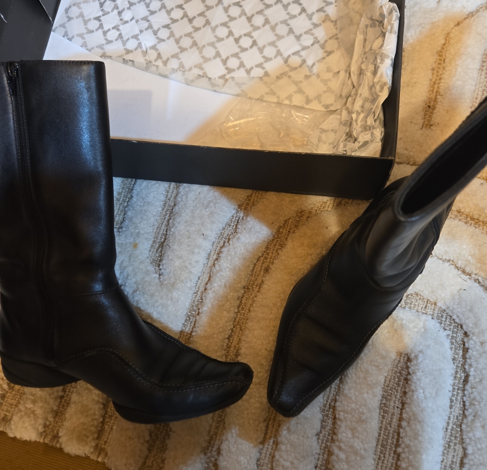 Kenneth Cole Women's Black Leather Mid-Calf Boots